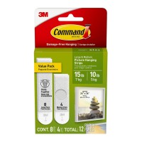 12-Pack Command Picture Hanging Strips 17209-ES Medium Large